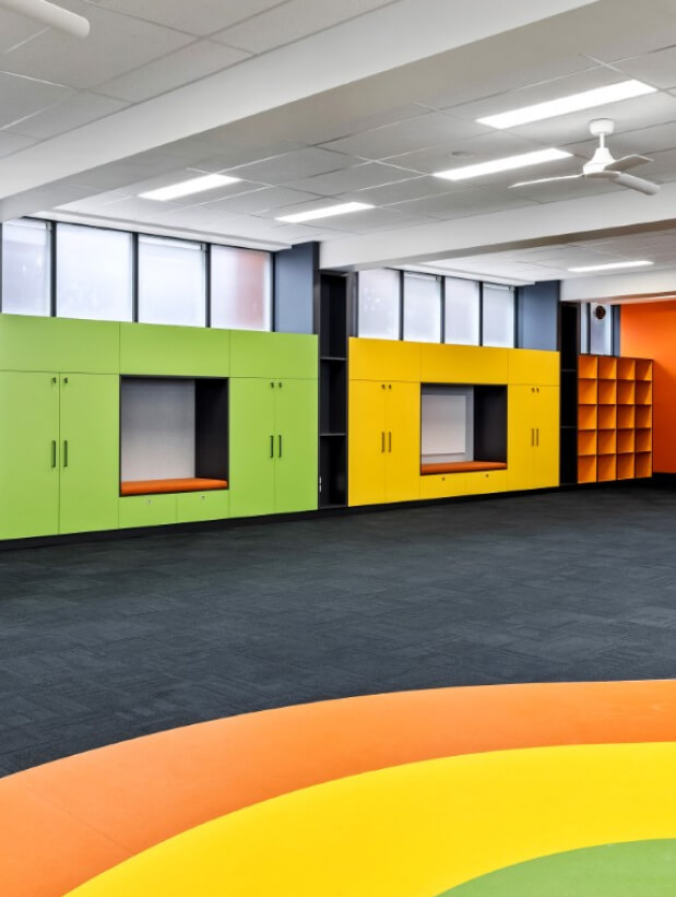 Sacred Heart School colorful carpeted learning area