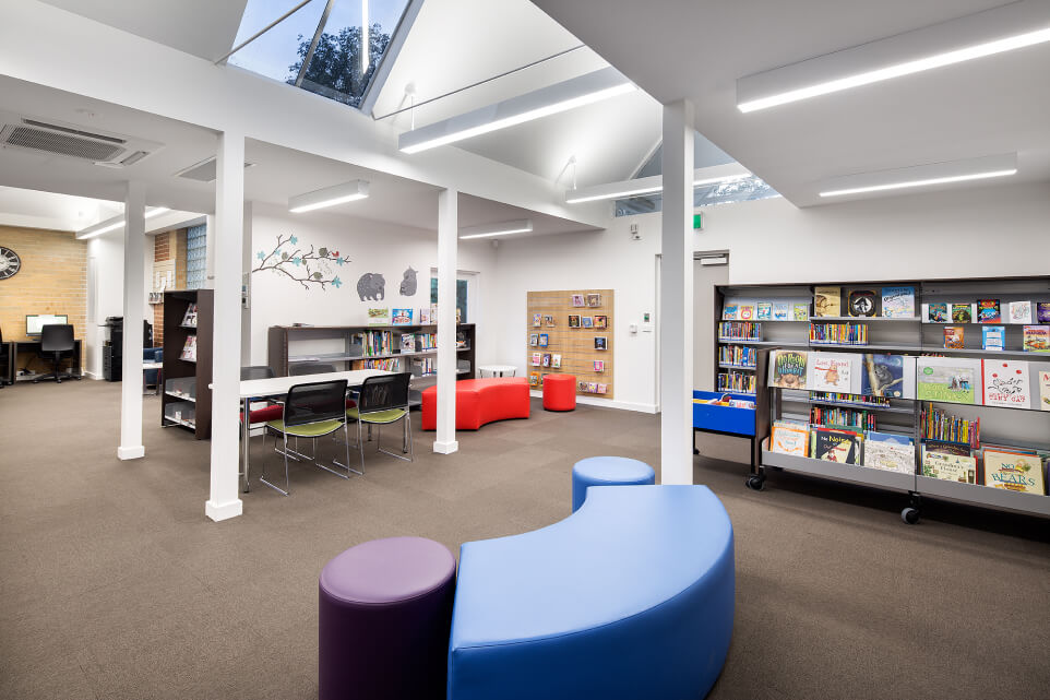 Montrose Town Centre’s library with shelves filled with books