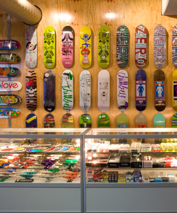 Skate Shed Cranbourne skateboard display