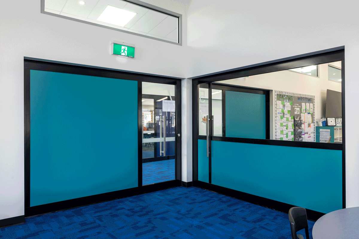 Exford Primary School blue carpeted classroom